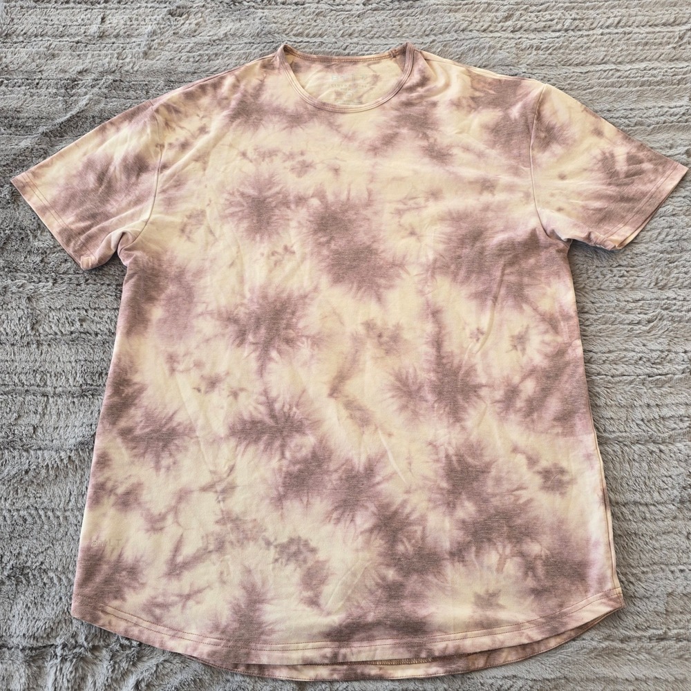 BYLT Premium Basics Cloud Dye Tee Mauve Cream Tie Dye XL Curved Hem Shirt - Picture 3 of 5